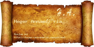 Heger Annamária névjegykártya